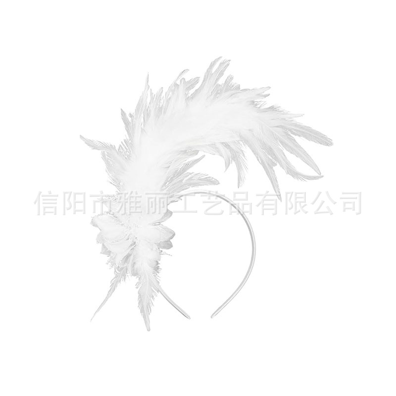 Cross-border creative European and American feather headband, bridal feather flower headpiece, stage performance photo shoot hair accessory