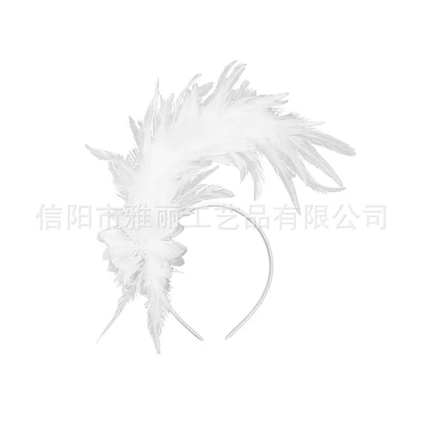 Cross-border creative European and American feather headband, bridal feather flower headpiece, stage performance photo shoot hair accessory