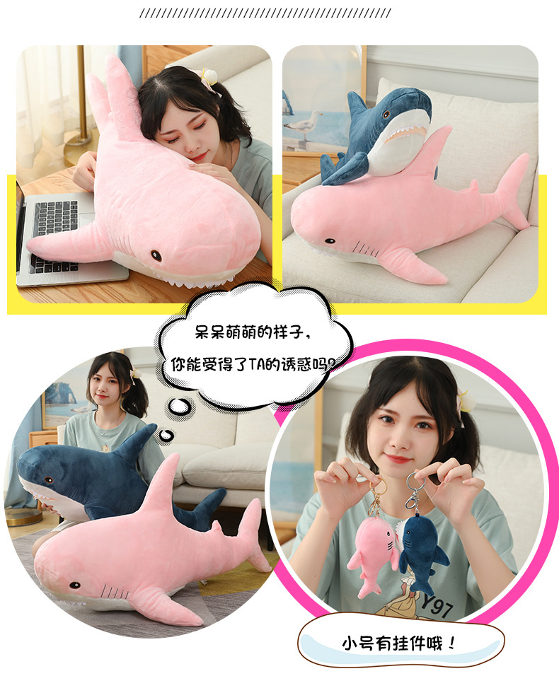 Ah Wu Shark Plush Pillow Toy, Realistic Large Shark Doll, Long Sleeping Leg-Cuddle Pillow, Birthday Gift for Women