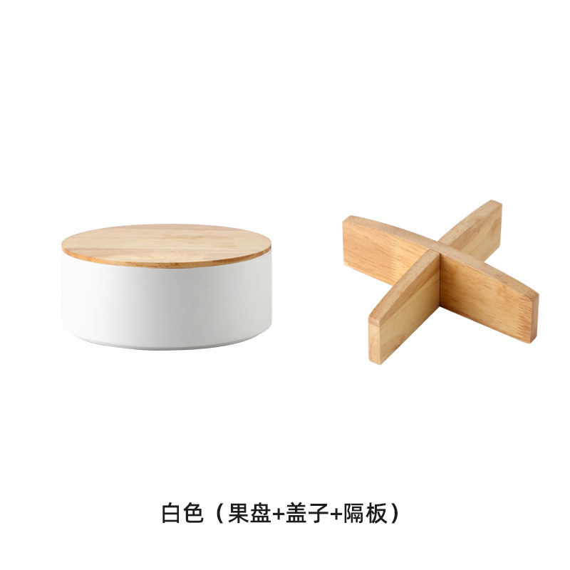 Roble de madera caja caramelo nórdico hogar Sala Mesa café cerámica fruta seca placa con tapa Internet Celebrity snack