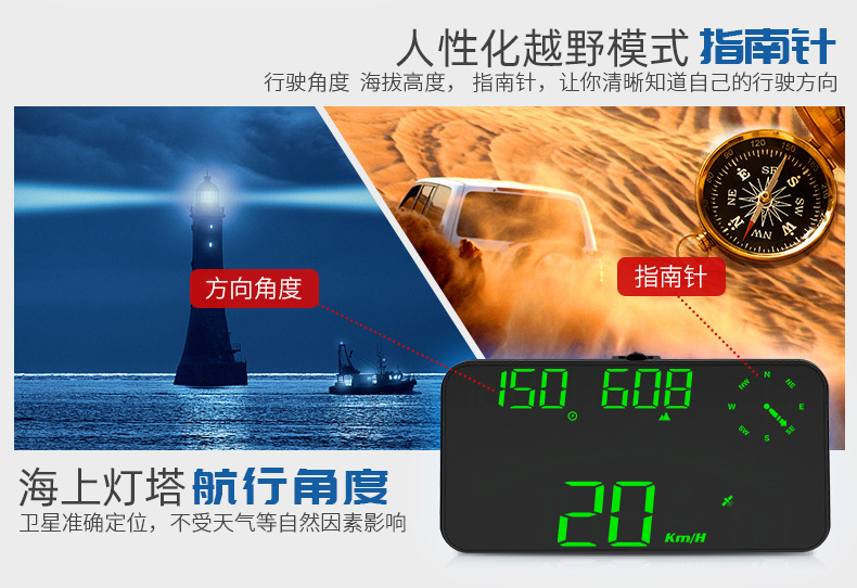 G10 universal car HUD head-up display with Beidou GPS, total mileage, and over-speed alarm