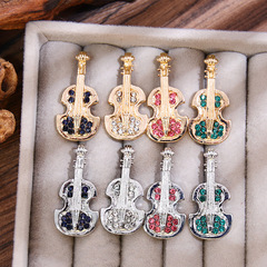 韓版時尚高檔奢華胸針小眾高級感小提琴胸花服飾別針服飾配飾女