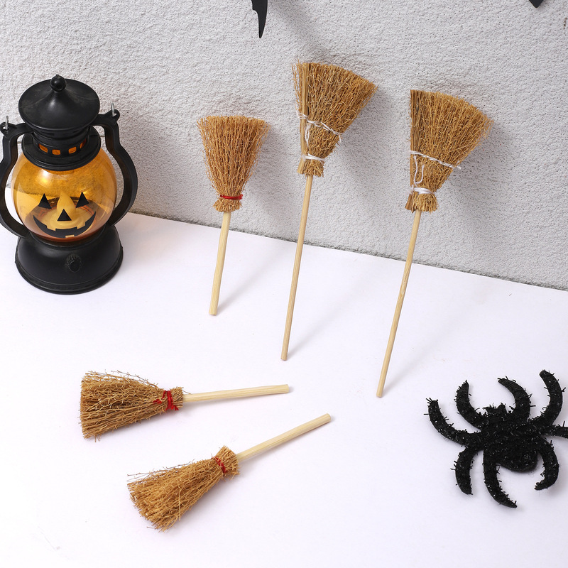 Cross-Border Halloween Broom, Witch Mini Broom, Mini Thatch Broom, Craft Decorations, Little Witch Props and Ornaments Cross-Border Halloween Broom, Witch Mini Broom, Mini Thatch Broom, Craft Decorations, Little Witch Props and Ornaments