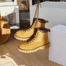 英倫風復古大頭馬丁靴2023年日系黃色沙漠工裝靴情侶磨砂皮大黃靴
