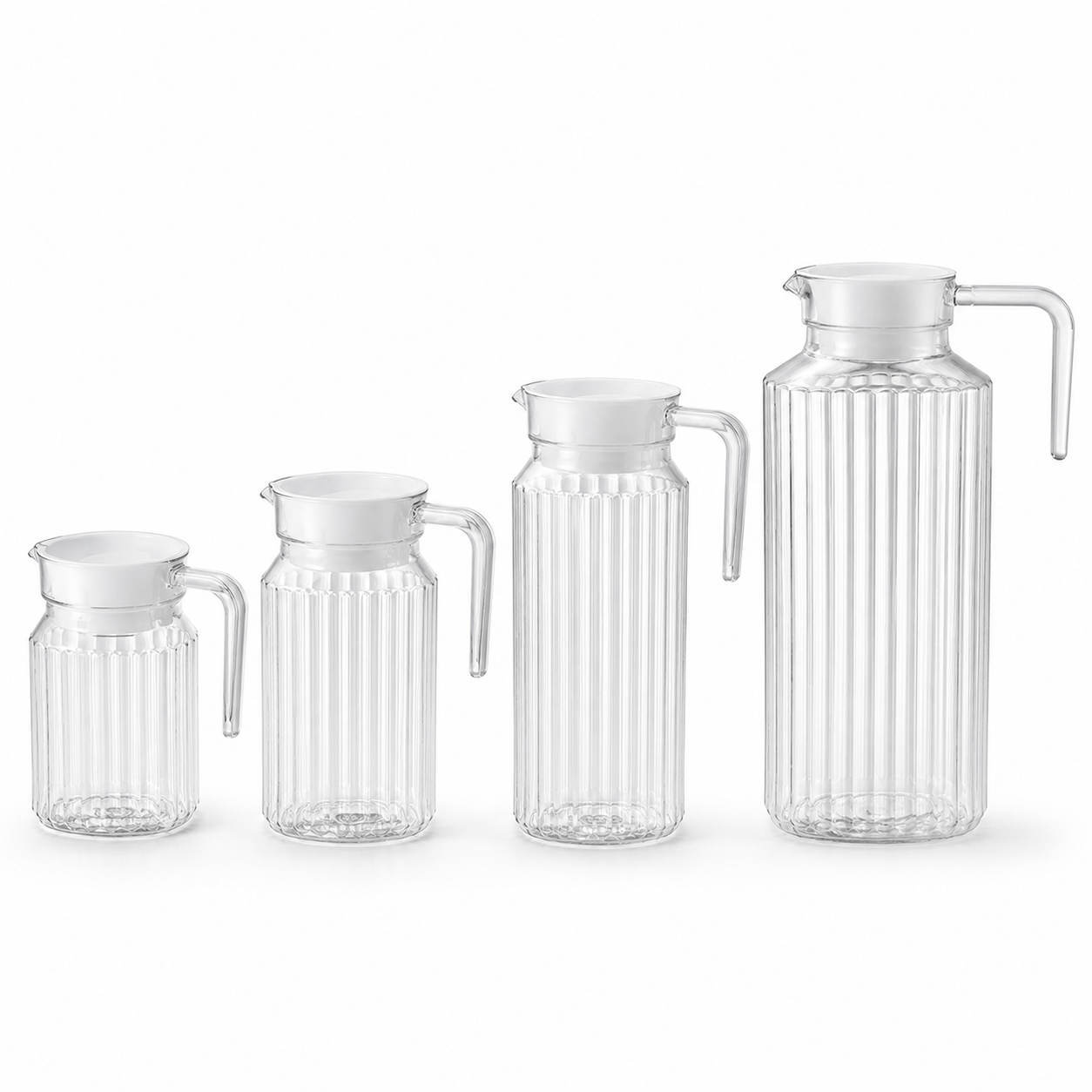 Juego de jarra de agua fría acrílica PC con líneas verticales transparentes engrosadas y resistentes a la caída. jarra de bebida de jugo doméstico 600ml - 2000 image 6