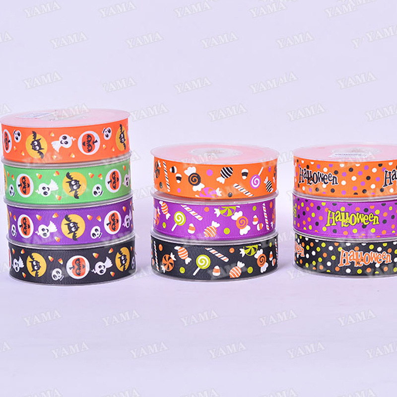 Cinta de Halloween al por mayor, 100 yardas, materiales para envolver regalos, decoración de Halloween, cinta de Halloween hecha a mano para bricolaje