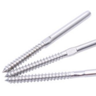 Factory in stock 1/8 stainless steel wood screw wire rope connector stair guardrail accessories straight rod screw