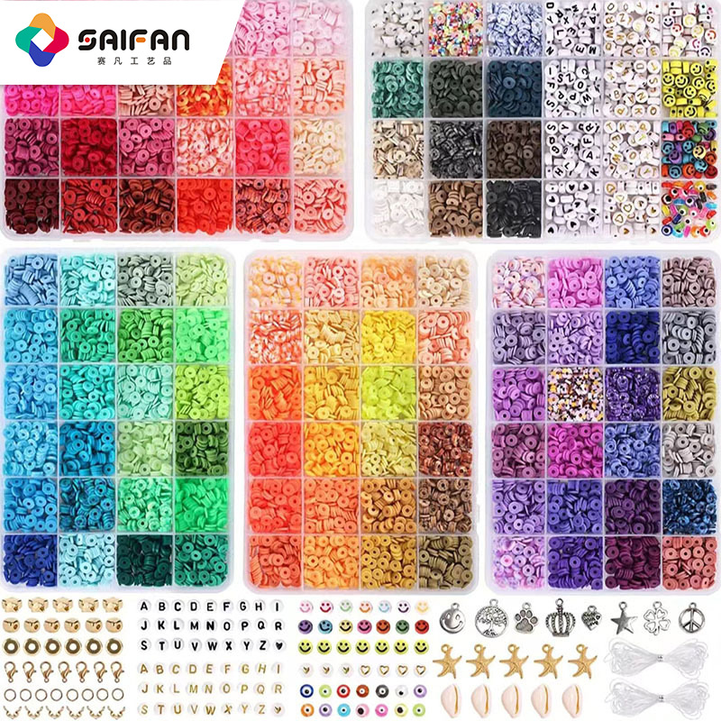 Suave pieza de cerámica con cuentas de cuentas perlas sueltas accesorios de la joyería de DIY paquete de material de DIY niños pulsera accesorios traje completo