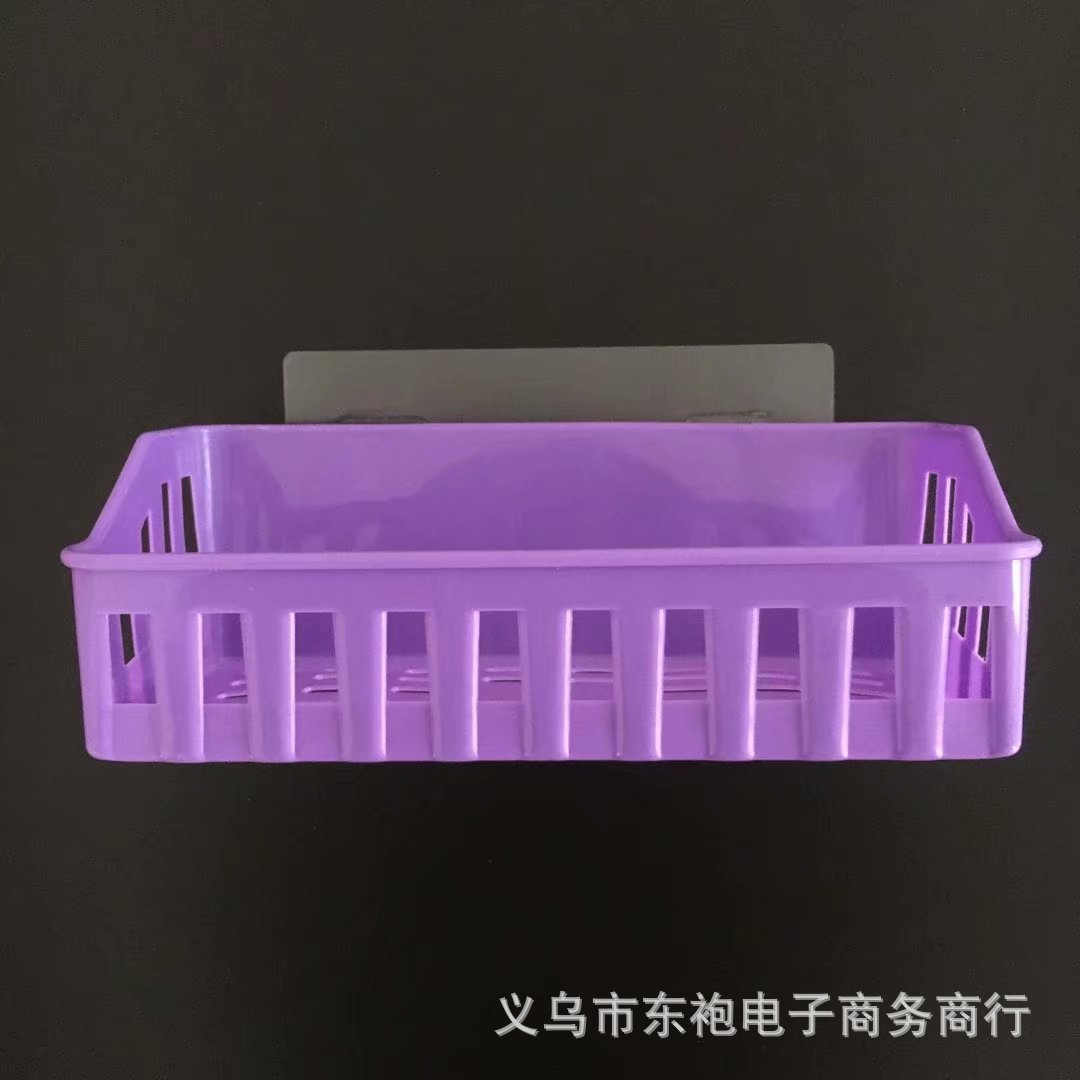 new pattern Stick Storage Basket Kitchen Plastic sucker Wall Shelf Debris Storage basket Free punch