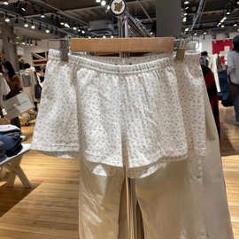 BM 新款简约舒适碎花睡裤女bm百搭短裤可外穿家居服裤子