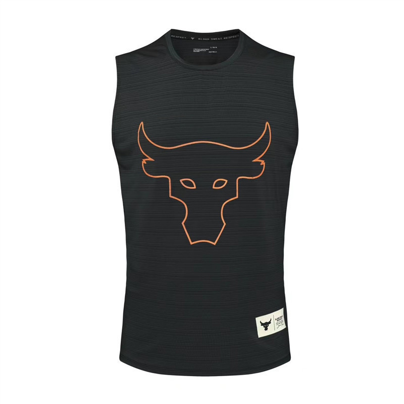 夏の巨石強森牛頭男性フィットネスベストスポーツランニングカン肩ゆるい通気速乾ノースリーブtシャツ|undefined