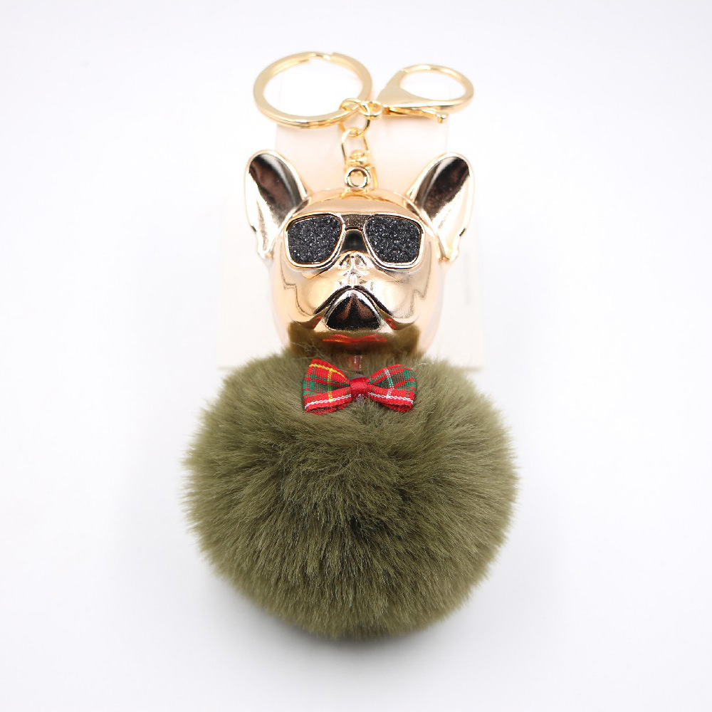 New Cross-border Cool Dog Creative Sunglasses French Bulldog Car Pendant Cute Dog Keychain Hair Ball Bag Pendant display picture 19