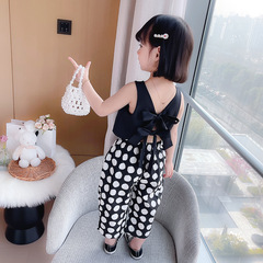 Girls' Summer Set 2023 New Children's Stylish Thin Strappy Mosquito-Proof Pants for Baby Girls Summer Outfit Two-Piece Set Trendy