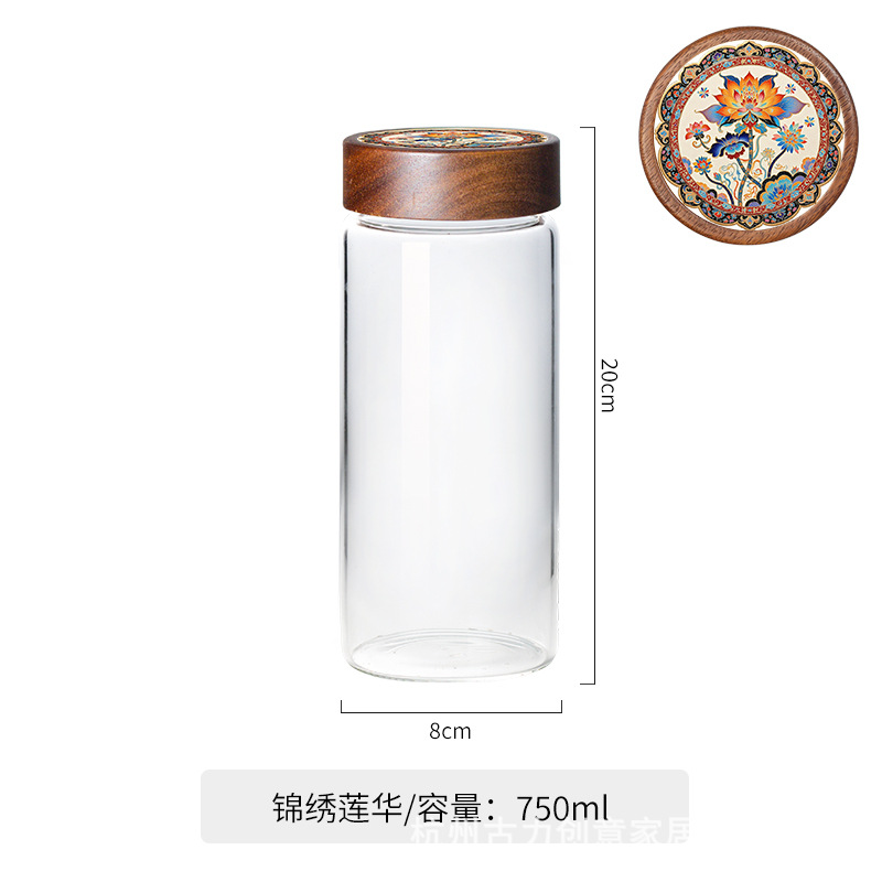 lata de vidrio china, alta borosilicona, lata de sellado de grado alimenticio, lata de almacenamiento de botella de vidrio, lata de almacenamiento de cocina, botella de almacenamiento
