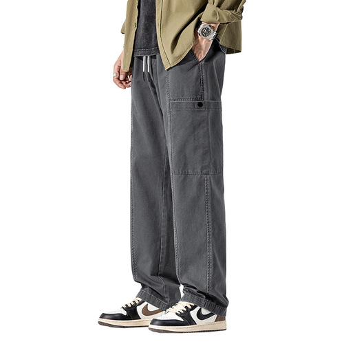 Newtang Workwear Pants Men's Trend Brand American Drop-Waist Long Pants Spring and Autumn New Pure Cotton Loose Casual Wide Leg Pants Men's Style