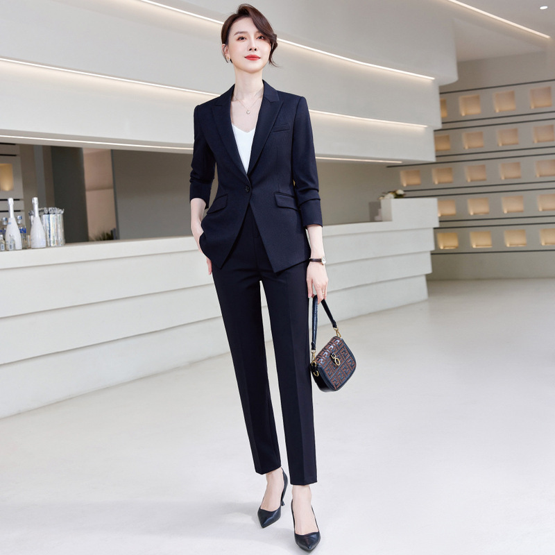 [Stretch Slim Fit] Thickened Pinstripe Fabric Professional Commuter Suit suit Goddess Style High End Suit
