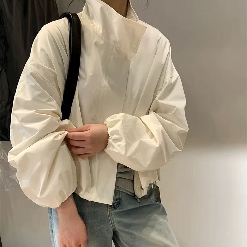 【店頭売れ筋】ヨーロッパ製スタンドカラーレッドジャケットレディース2025春夏新作韓国風万能カジュアルジャケット|undefined