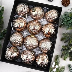 8CM/12PCSレトロクリスマスボールセット装飾品クリスマス室内祝日クリスマスツリー装飾品吊りボール
