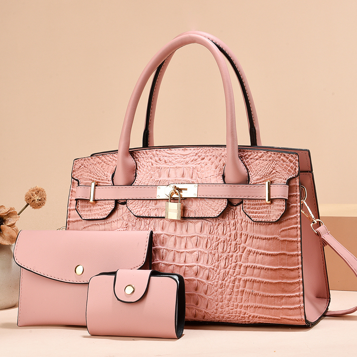 Taizhou bolso de mujer tres piezas paquetes de bolsos de mano clásicos bolsos de hombro con patrón de cocodrilo bolsos transfronterizos