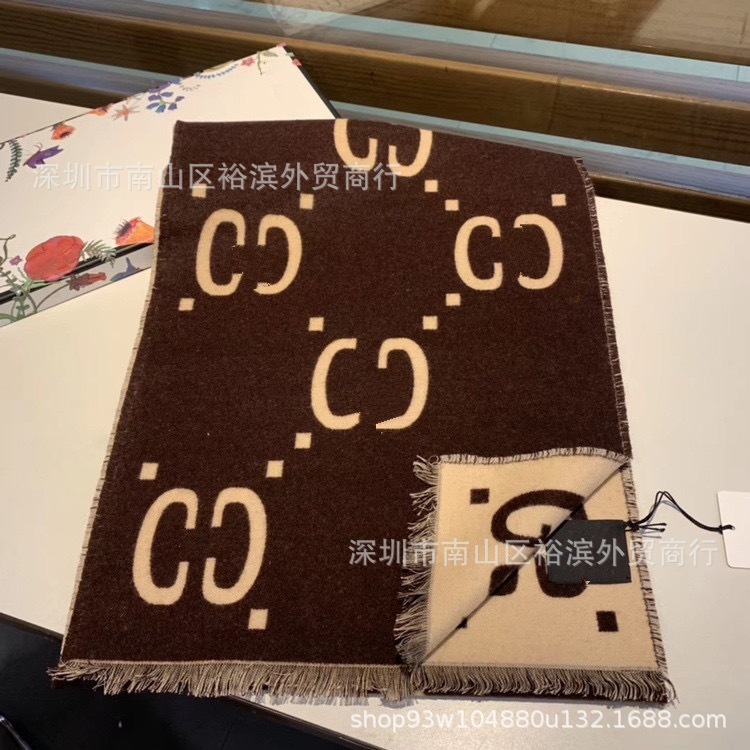 双G大牌围巾家高品质经典双面羊绒围脖秋冬网红专柜同款羊毛披肩|undefined