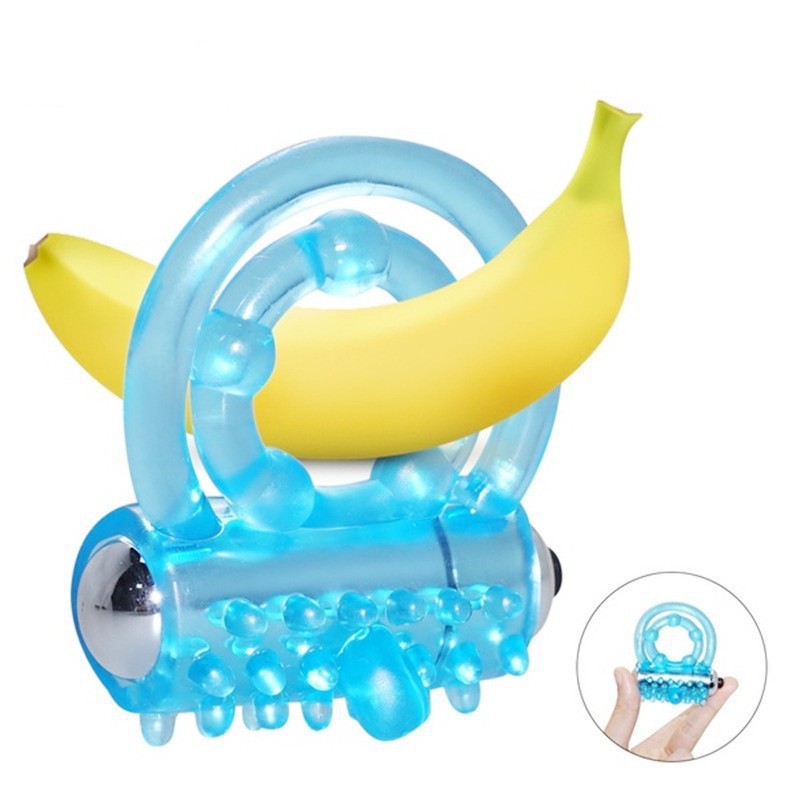 Concentric Double-Ring Vibrating Cock Ring, Textured TPE Delay Ring for Men — detail image 5