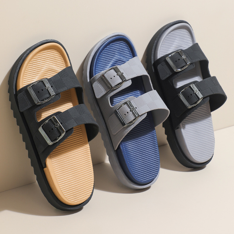 2025 New Eva Slippers with Poop Feeling Birkenstock Men's Summer Outdoor Beach Shoes Home Non-Slip Slippers