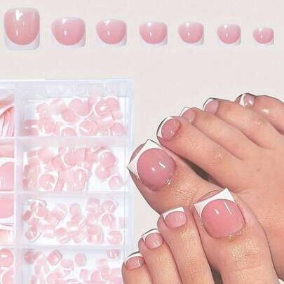 144Pcs French-Style Press-On Nails and Toenails Nude Color Nail Set Fake Nails Color-Blocking Design 144Pcs French-Style Press-On Nails and Toenails Nude Color Nail Set Fake Nails Color-Blocking Design
