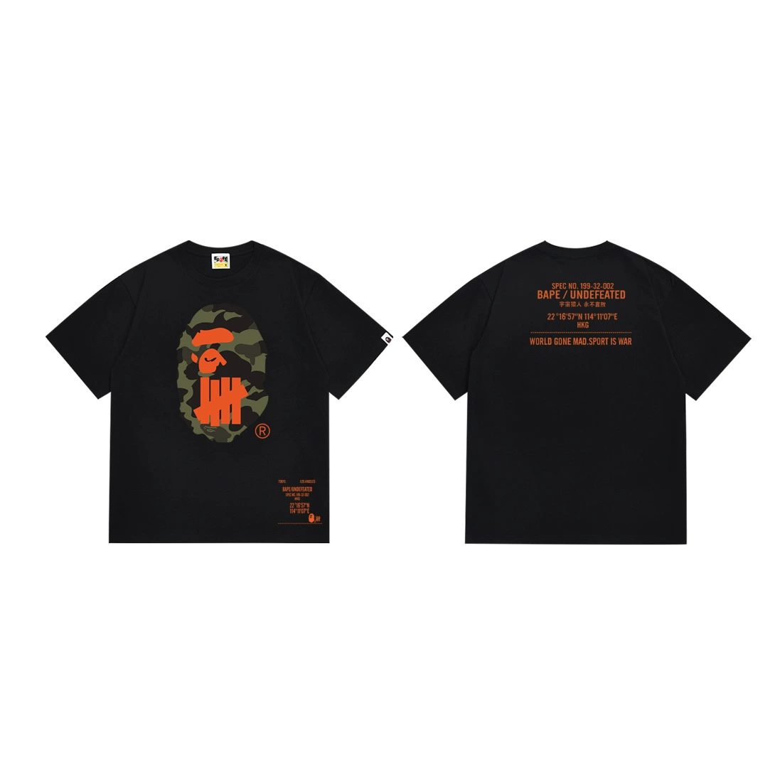 Короткая футболка повседневная с коротким рукавом (BAPE) двойной пряжи унисекс, разноцветная и размеры S–XXL