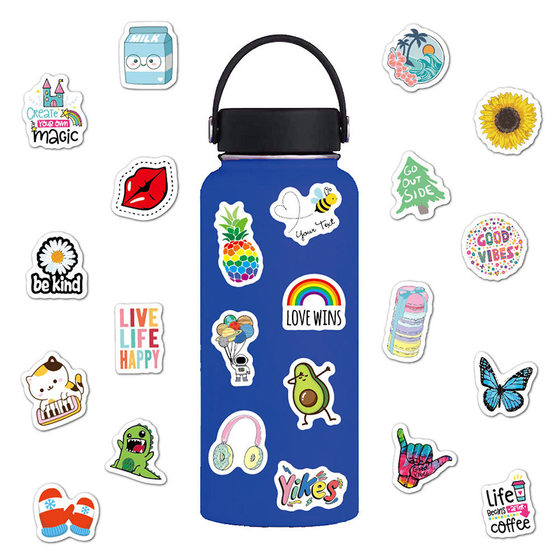 Cross-border explosions beach stickers waterproof cartoon cute small fresh water cup luggage sticker sticker