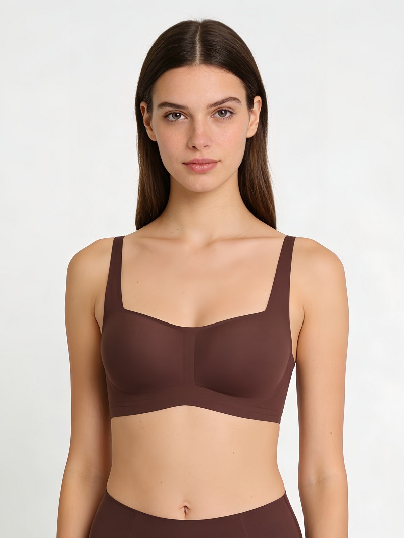 Women's Seamless Strapless Bra Foundation Smooth Soft Support Thin Jelly Square Neck Comfortable Underwear_voghion.com