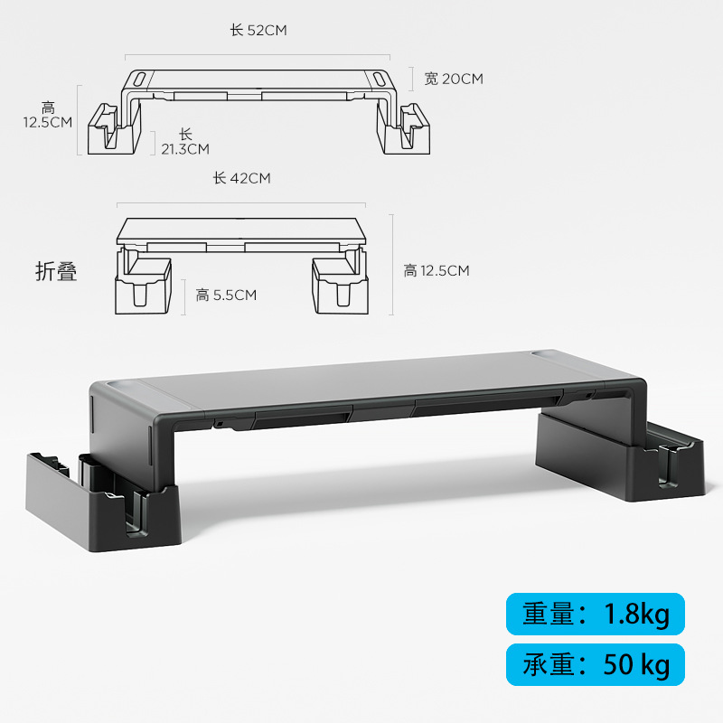 Soporte elevador para monitor con puertos USB, base plegable de escritorio con almacenamiento para ordenador
