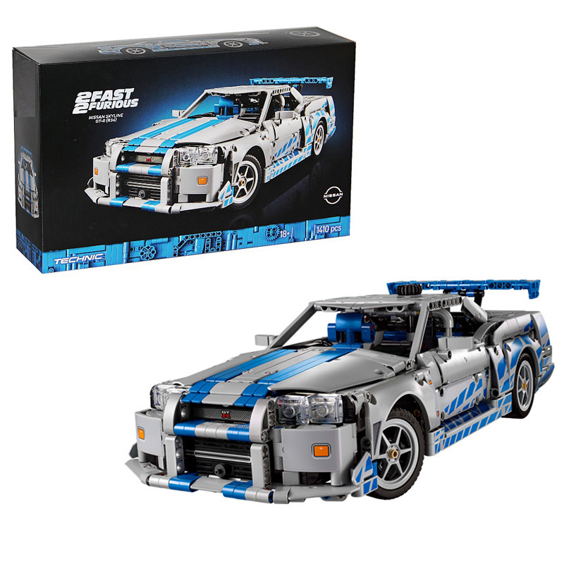 Cross-Border Compatible Lego 42210 Fast and Furious Nissan Skyline Mechanical Set Gt-R34 Building Block Toys