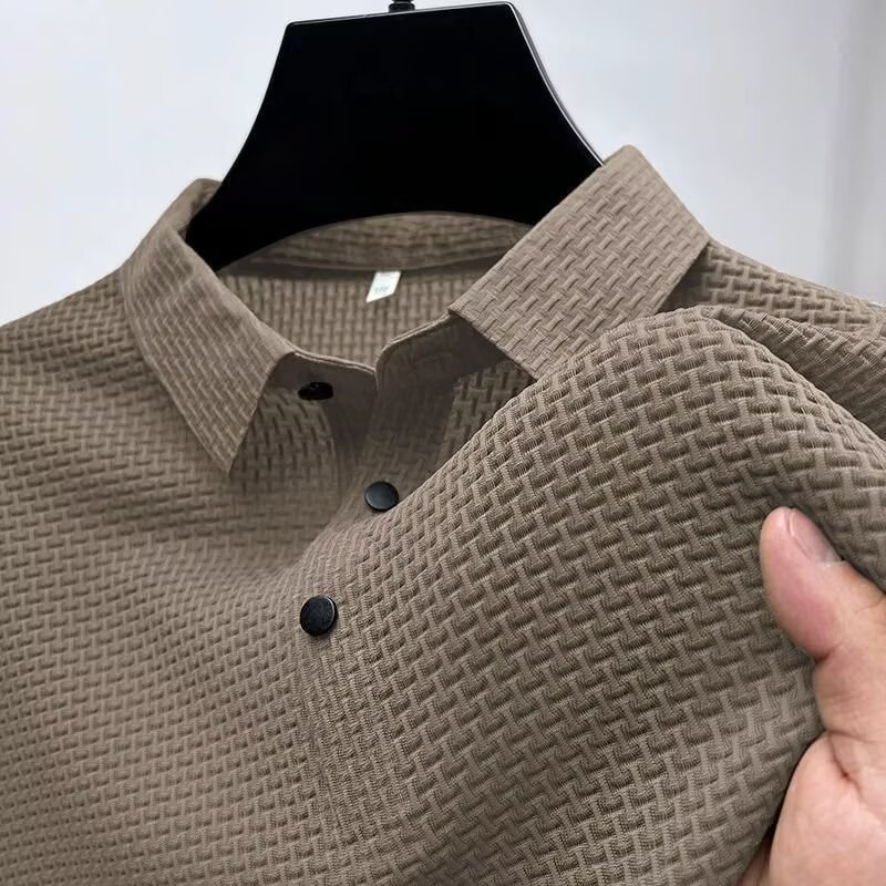 Camiseta de verano de manga corta con solapa, marca de moda masculina, camiseta de verano coreana, camiseta de tendencia delgada, camiseta deportiva universal, camiseta superior