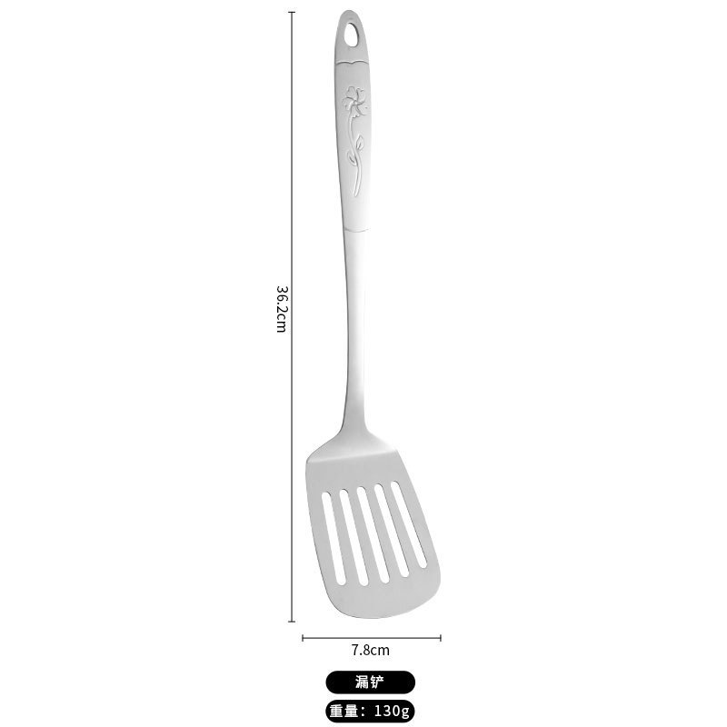 調理スプーンとスパチュラセット、花柄ハンドル付きキッチン用品、ステンレス製スパチュラ、調理用スパチュラ、厚みのあるスープスプーン、家庭用キッチン用品|undefined