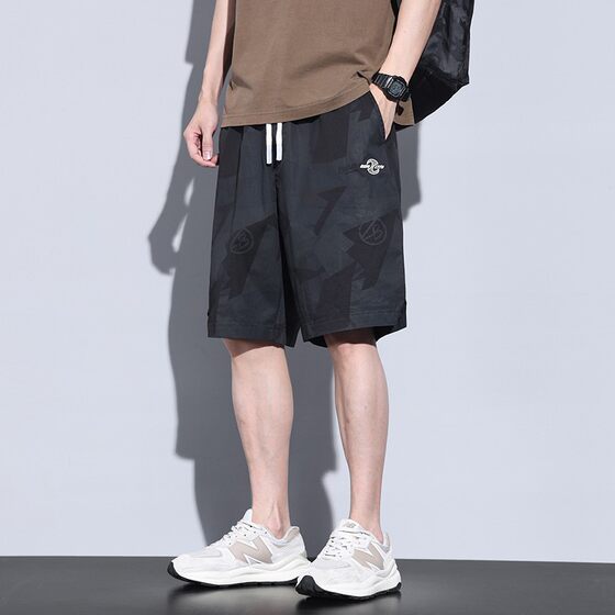 Hong Kong Style Ice Silk Sports Shorts Men's Trendy Thin Loose Cool Breathable All-match Trendy Brand Casual Camouflage Overalls