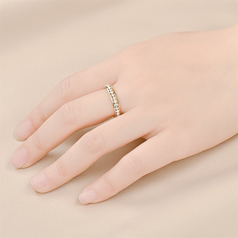 Modern Style Round Titanium Steel Artificial Diamond Rings In Bulk display picture 4