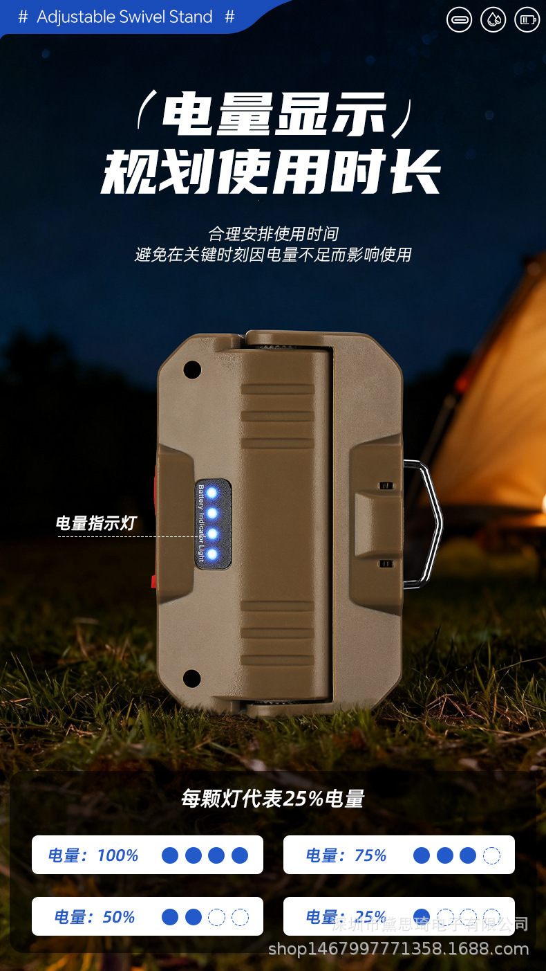 New Led High-Intensity Flashlight, Outdoor Maintenance Work Light, Portable Clip-On Cap Light, 360-Degree Rotating Multi-Functional Cob Light