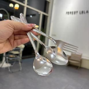 Crane Fork and Spoon Household Eating Dessert Spoon High-Looking Restaurant Hotel Western-Style Fork Stainless Steel Round Spoon Pointed Spoon