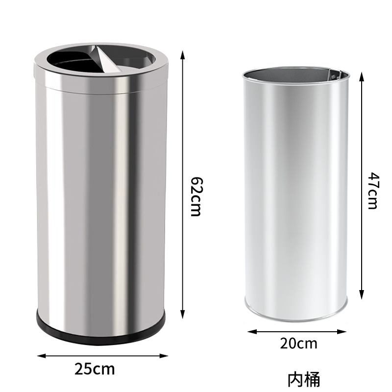 Hotel de acero inoxidable cubo de basura redondo con cenicero empresa hotel vertical pasillo elevador cubo de fumadores