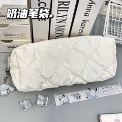 オリジナルの新しいミルクフフ無地鉛筆バッグインスタイル高価値学生大容量文具収納袋