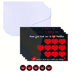 Cross-Border New Product Valentine's Day Scratch-Off Greeting Card 50 Sex Positions Challenge Scratch-Off Card Couple Gift