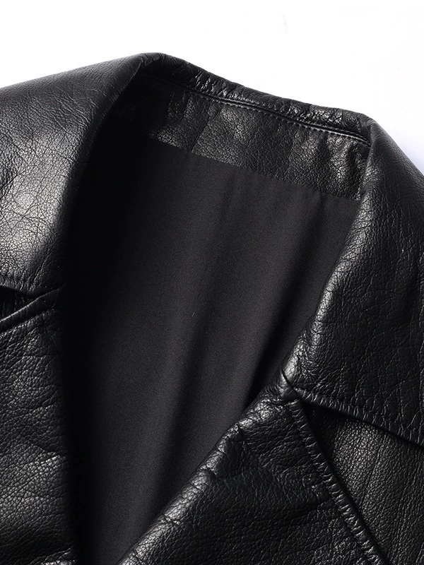 Leather jacket, winter long suit for leisure, 2023