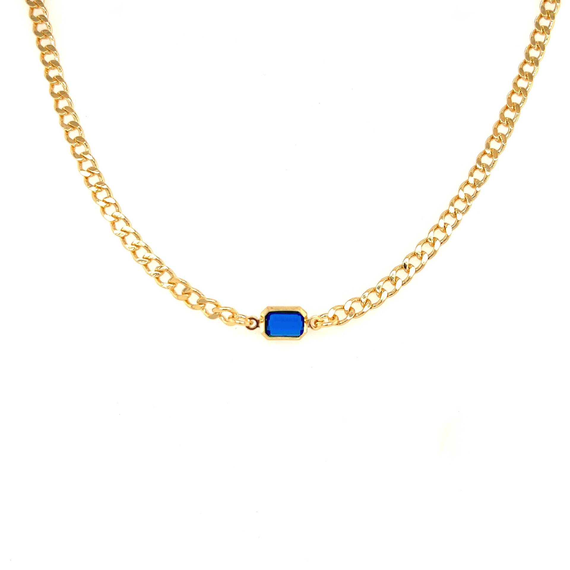 Collar de Corazón con Cadena Cubana, Bañado en Oro