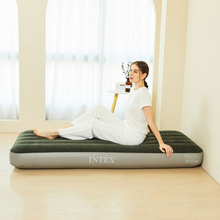 INTEX新款户外野营充气床垫绿色植绒线拉蓝色PVC空气床床垫批发