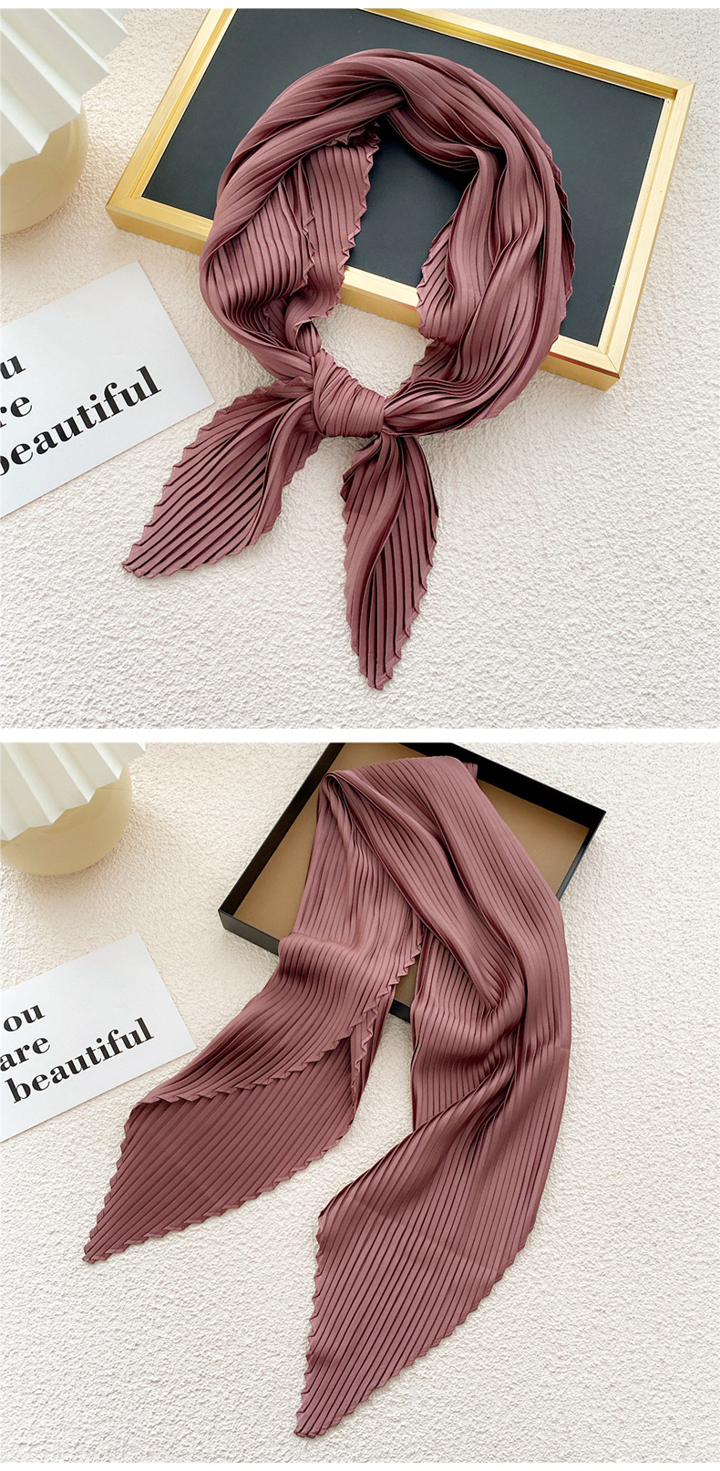 Nihaojewelry Wholesale Simple Fold Solid Color Small Square Scarf display picture 5