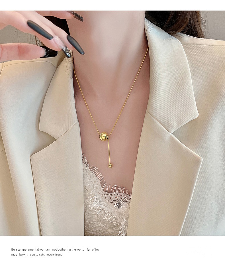 12g Weight Pendant Necklace Classification 1 Piece Quantity Daily Occasion Titanium Steel Material Ball Pattern Women'S Gender Simple Style Style Simple Style Ball Titanium Steel Pendant Necklace 1 Piece 6