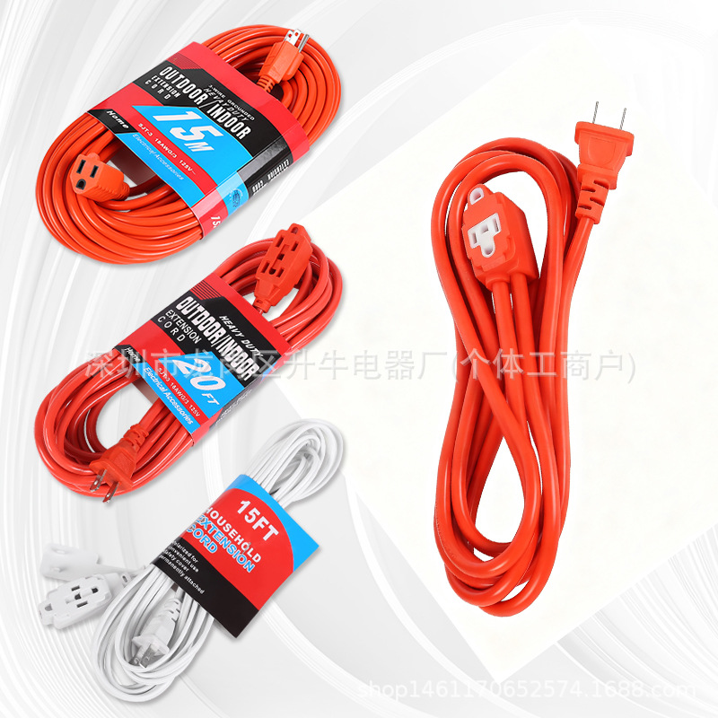 Enchufe estándar de EE. UU., Venezuela, Panamá, Sudamérica, EE. UU., Cable de extensión interior y exterior de tres enchufes, cable de alimentación
