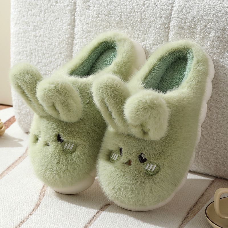 thumbnail image 1 of Zapatillas de algodón de felpa con suela gruesa para mujer, pantuflas de algodón antideslizantes con suela blanda para el hogar, invierno, 1 of 5