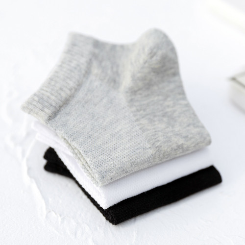 Men's Summer Thin Pure Cotton Anti-Odor Absorbent Mid-Calf Socks, White Sport Mesh Breathable Low Cut Men's Short Socks
