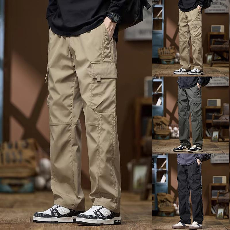 Straight-Leg Work Pants, Loose Fit, Plus Size Casual Pants for Men, 2026 Spring and Autumn, Multi-Pocket, Durable Work Pants, Short Sleeve